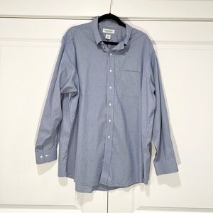 Brooks Brothers Mens‎ Navy Checkered Button Down Dress Shirt 100% Cotton Size XL